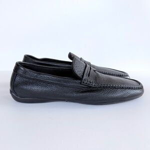 Moreschi Panama Black Deerskin Leather Slip-On Loafers 8.5 US